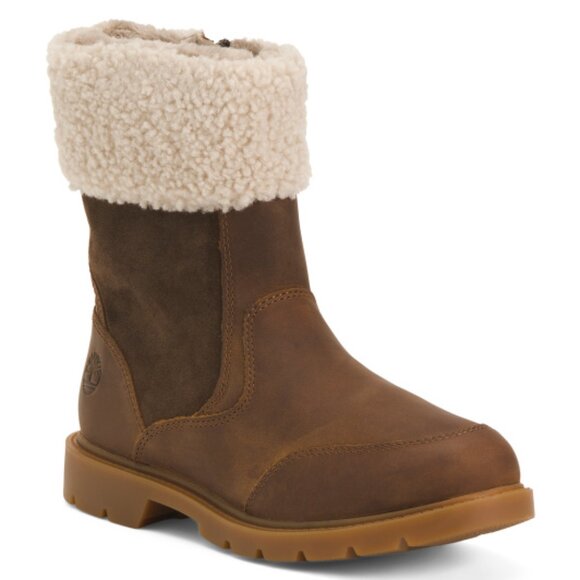 NEW TIMBERLAND Leather Mid Zip Up Boots Dark Brown for women 763mn - Picture 3 of 8